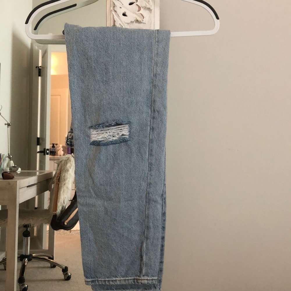 pac sun lightwashed ripped straight legged jeans